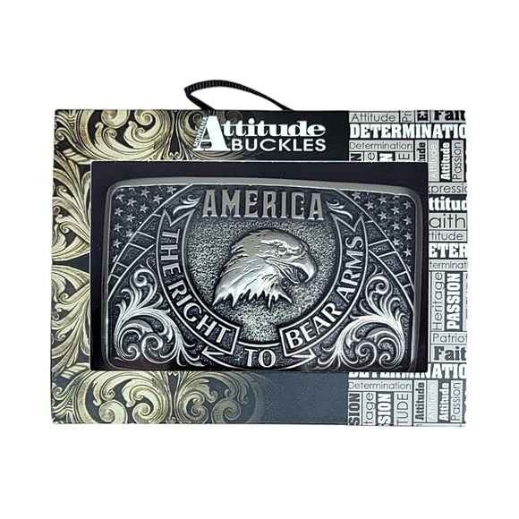 Montana‎ Silversmiths Eagle Right To Bear Arms Patriotic Buckle Retail $45 - NEW - Picture 4 of 7